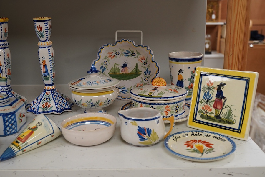 A collection of Quimper Faience wares